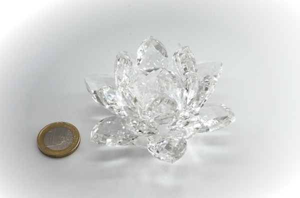 Kristall Lotusblume Weiß 80 mm