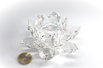 Kristall Lotusblume Weiß 130 mm