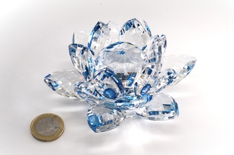 Kristall Lotusblume Blau 130 mm